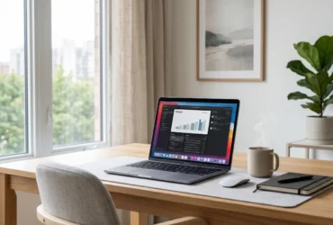 Asian solopreneur managing automated digital business from modern workspace in Thailand