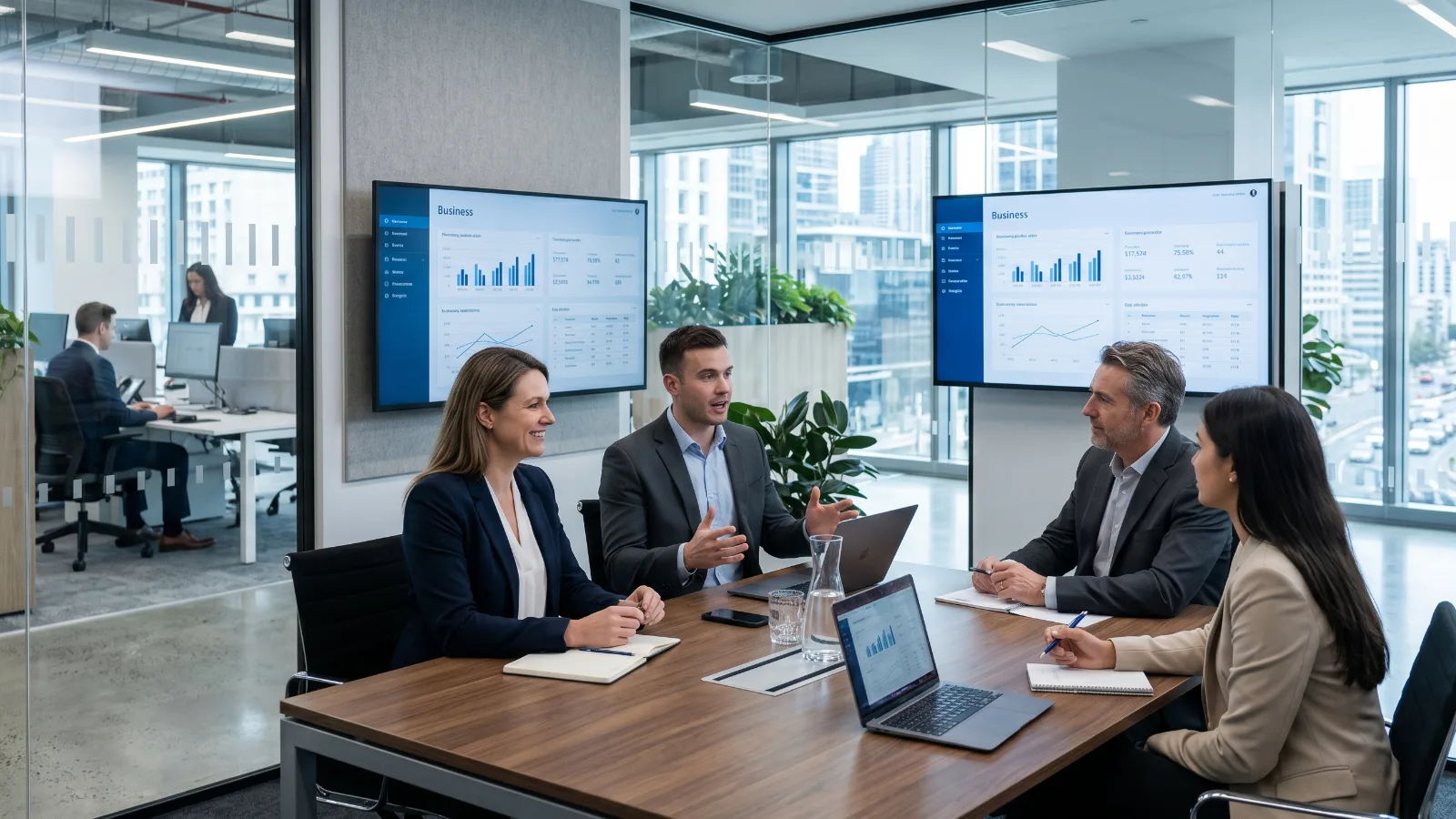 Thai digital entrepreneur working with AI powered business systems in a modern Bangkok office