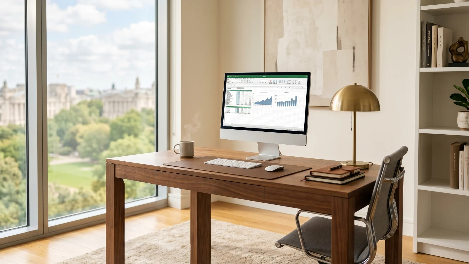 Modern luxury desk setup designed for entrepreneurs and digital business owners