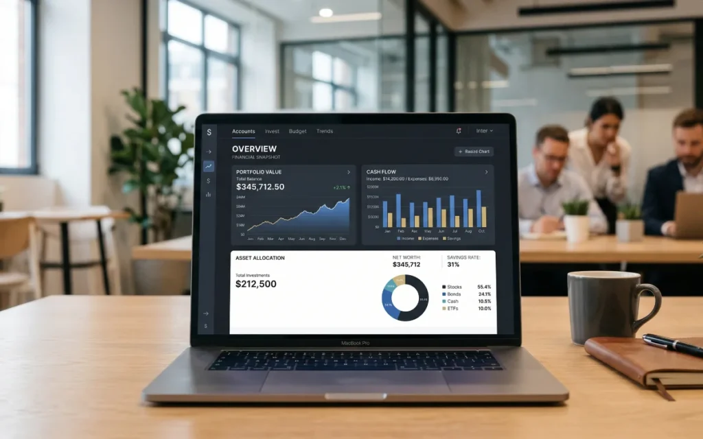 Personal finance and investment allocation strategy displayed on digital dashboard