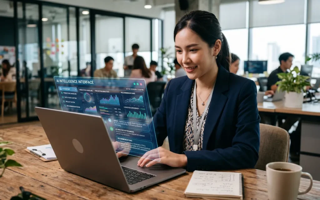 Enterprise marketing team reviewing AI generated content before publication