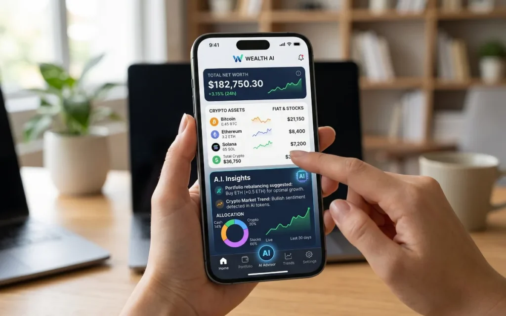 AI driven crypto and personal wealth tracking application